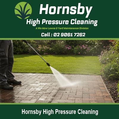 Pressure washing a brick patio in Hornsby