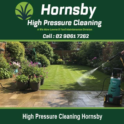 Pressure washing equipment cleaning a patio area in Hornsby
