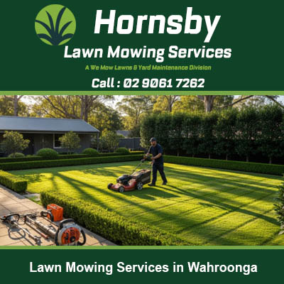 Expert lawn mowing worker maintaining large residential lawn with professional striping in Wahroonga NSW